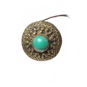 Vintage Afghan Turquoise and Copper Ring, size 8